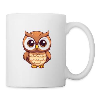 Hibou mignon dessin animé kawaii aquarelle animal de compagnie - Mug blanc - blanc - Droite