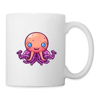 Poulpe mignon dessin animé kawaii aquarelle Animal de compagnie - Mug blanc - blanc - Droite