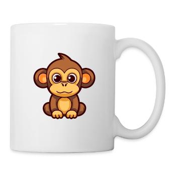 Affe Niedliche Karikatur Kawaii Aquarell Tier Haustier - Tasse - Weiß - Rechts