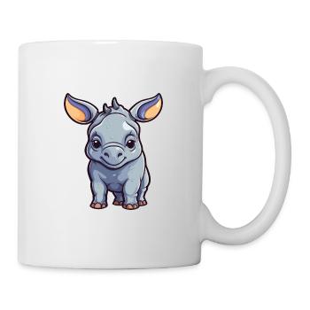 Rhino Cute Cartoon Kawaii Watercolor Animal Pet - Mug - white - Right