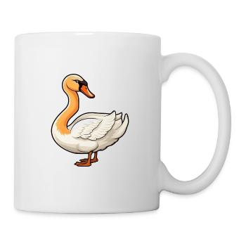 Cygne mignon dessin animé kawaii aquarelle animal de compagnie - Mug blanc - blanc - Droite