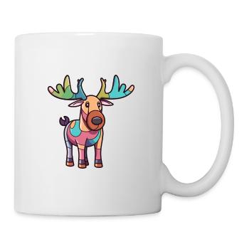 Moose Cute Cartoon Kawaii Watercolor Animal Pet - Mug - white - Right