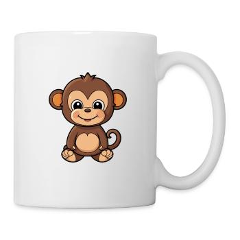 Affe Niedliche Karikatur Kawaii Aquarell Tier Haustier - Tasse - Weiß - Rechts