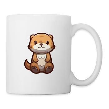 Loutre mignon dessin animé kawaii aquarelle animal animal de compagnie - Mug blanc - blanc - Droite