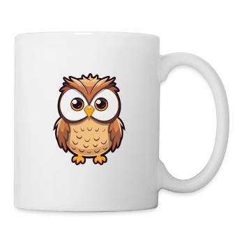 Hibou mignon dessin animé kawaii aquarelle animal de compagnie - Mug blanc - blanc - Droite