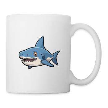 Shark Cute Cartoon Kawaii Watercolor Animal Pet - Mug - white - Right