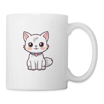 Katze niedliche Karikatur Kawaii Aquarell Tier Haustier - Tasse - Weiß - Rechts