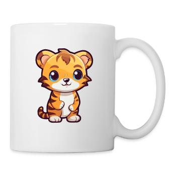 Tiger Cute Cartoon Kawaii Watercolor Animal Pet - Mug - white - Right