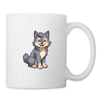 Wolf Cute Cartoon Kawaii Watercolor Animal Pet - Mug - white - Right