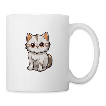 Katze niedliche Karikatur Kawaii Aquarell Tier Haustier - Tasse - Weiß - Rechts