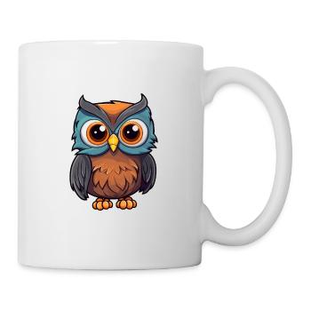 Hibou mignon dessin animé kawaii aquarelle animal de compagnie - Mug blanc - blanc - Droite