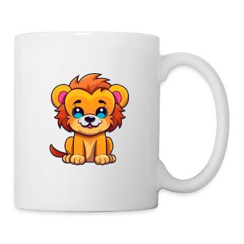 Lion Cute Cartoon Kawaii Watercolor Animal Pet - Mug - white - Right