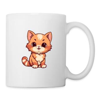 Chaton mignon dessin animé kawaii aquarelle Animal de compagnie - Mug blanc - blanc - Droite
