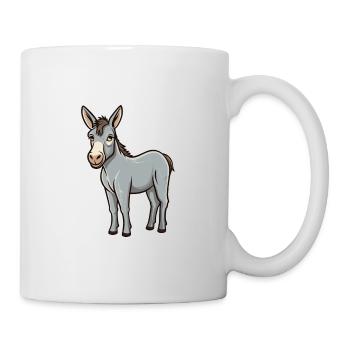 Âne mignon dessin animé kawaii aquarelle Animal de compagnie - Mug blanc - blanc - Droite