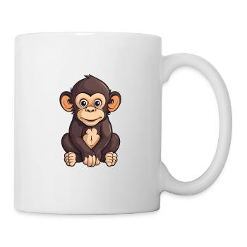 Chimpanzé Mignon Dessin Animé Kawaii Aquarelle Animal P - Mug blanc - blanc - Droite