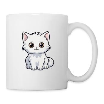 Katze niedliche Karikatur Kawaii Aquarell Tier Haustier - Tasse - Weiß - Rechts