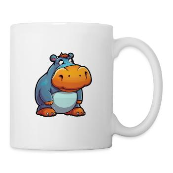 Nilpferd Niedliche Karikatur Kawaii Aquarell Tier Haustier - Tasse - Weiß - Rechts