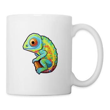 Chameleon Cute Cartoon Kawaii Watercolor Animal Pe - Mug - white - Right