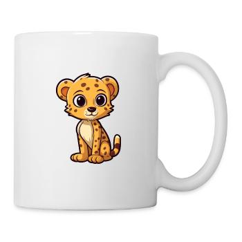 Guépard mignon dessin animé kawaii aquarelle animal de compagnie - Mug blanc - blanc - Droite