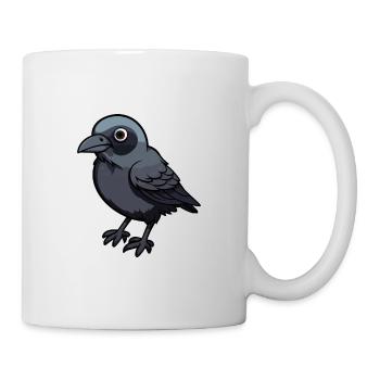Corbeau mignon dessin animé kawaii aquarelle animal animal de compagnie - Mug blanc - blanc - Droite
