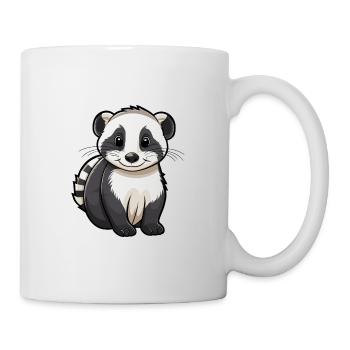 Blaireau Mignon Dessin Animé Kawaii Aquarelle Animal Animal De Compagnie - Mug blanc - blanc - Droite