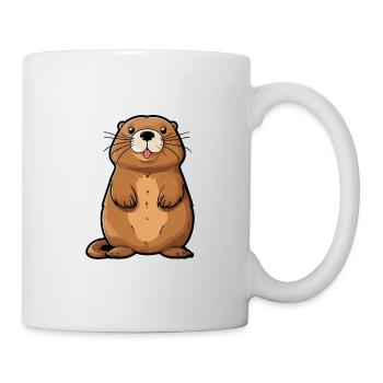 Beaver Cute Cartoon Kawaii Watercolor Animal Pet - Mug - white - Right