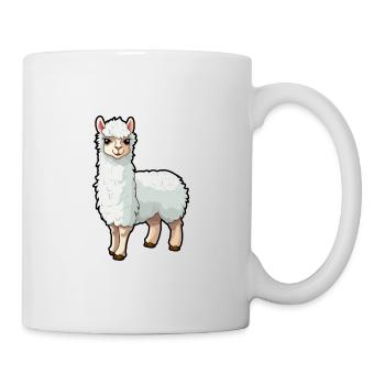Alpaga mignon dessin animé kawaii aquarelle animal animal de compagnie - Mug blanc - blanc - Droite