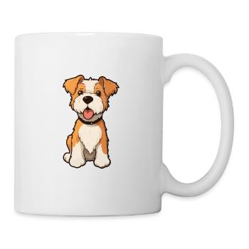 Wire Fox Terrier Dog Cute Cartoon Kawaii Watercolo - Mug - white - Right
