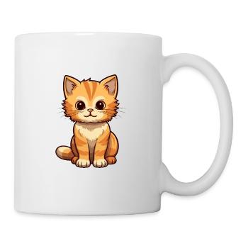 Katze niedliche Karikatur Kawaii Aquarell Tier Haustier - Tasse - Weiß - Rechts
