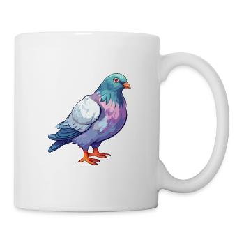 Pigeon Aquarelle Colorée Dessin Animé Kawaii Animal - Mug blanc - blanc - Droite