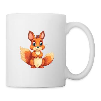 Eichhörnchen buntes Aquarell Cartoon Kawaii Tier - Tasse - Weiß - Rechts
