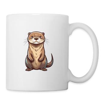 Otter buntes Aquarell Karikatur Kawaii Tier - Tasse - Weiß - Rechts