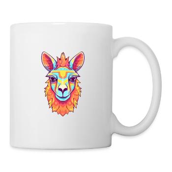 Lama buntes Aquarell Cartoon Kawaii Tier - Tasse - Weiß - Rechts
