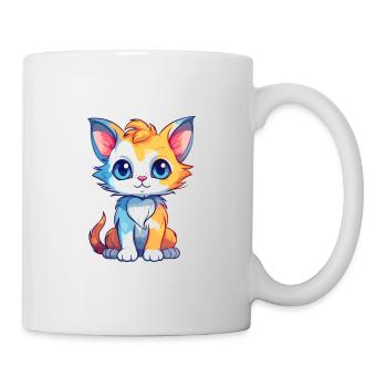 Chaton coloré aquarelle dessin animé kawaii animal - Mug blanc - blanc - Droite