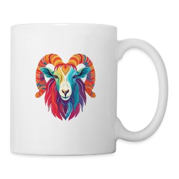 Ziege buntes Aquarell Cartoon Kawaii Tier - Tasse - Weiß - Rechts