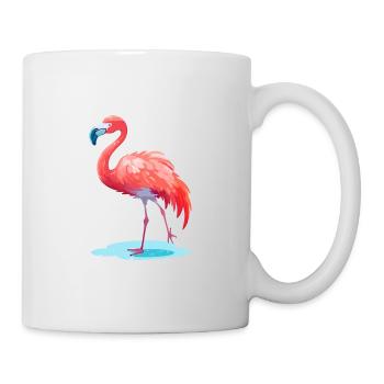Flamingo Colorful Watercolor Cartoon Kawaii Animal - Mug - white - Right