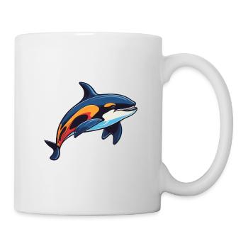 Orca Colorful Watercolor Cartoon Kawaii Animal - Mug - white - Right