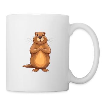 Castor Aquarelle Colorée Dessin Animé Kawaii Animal - Mug blanc - blanc - Droite