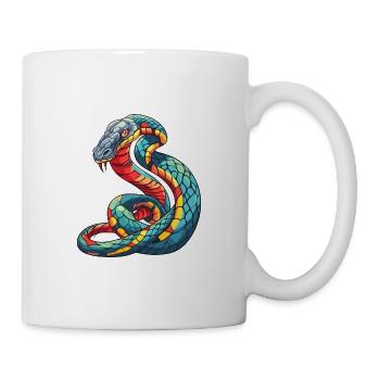 Snake Colorful Watercolor Cartoon Kawaii Animal - Mug - white - Right