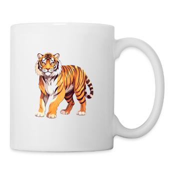 Tiger Colorful Watercolor Cartoon Kawaii Animal - Mug - white - Right