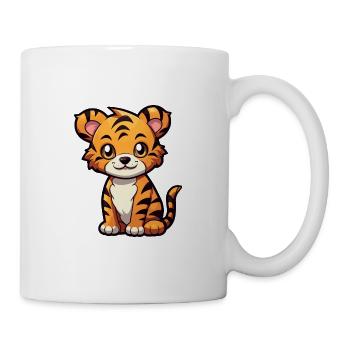 Tiger Cute Cartoon Kawaii Watercolor Animal Pet - Mug - white - Right