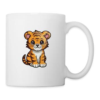 Tiger Cute Cartoon Kawaii Watercolor Animal Pet - Mug - white - Right