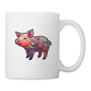 Cochon Mignon Dessin Animé Kawaii Aquarelle Animal De Compagnie - Mug blanc - blanc - Droite