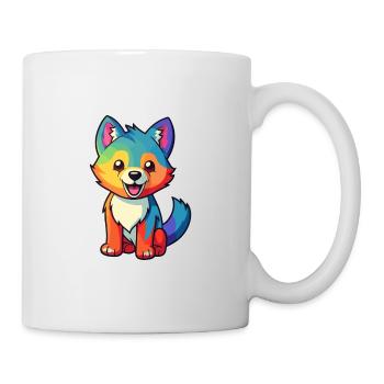 Wolf Cute Cartoon Kawaii Watercolor Animal Pet - Mug - white - Right