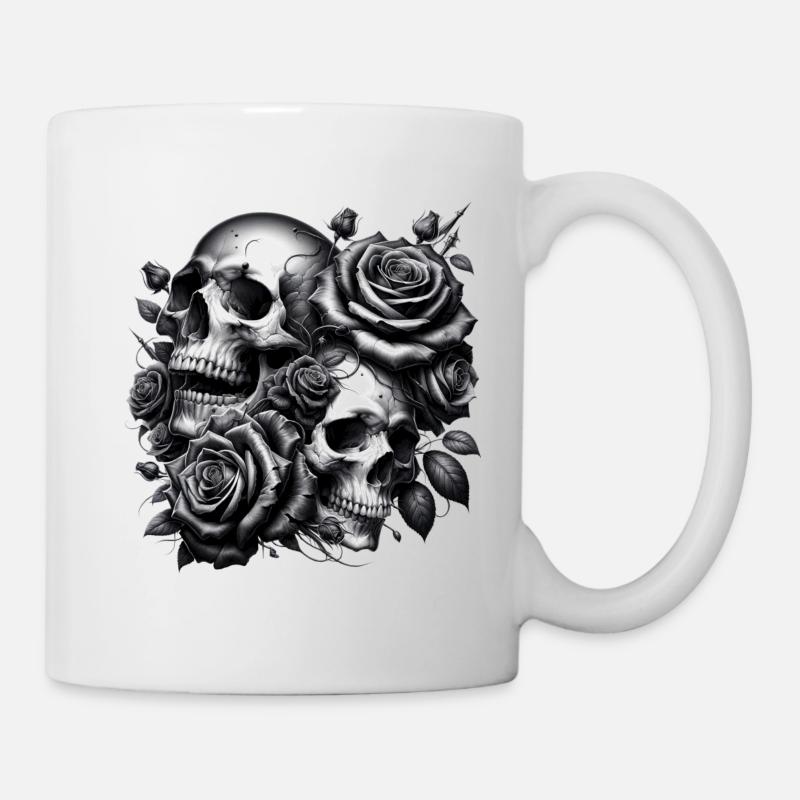 Skulls and Roses - Tasse - Weiß