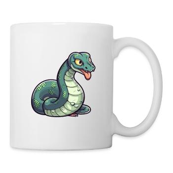 Anakonda Niedliche Karikatur Kawaii Aquarell Tier Haustier - Tasse - Weiß - Rechts