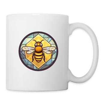 Bee Stained Glass Colorful Cartoon Kawaii Animal - Mug - white - Right