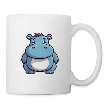 Nilpferd Niedliche Karikatur Kawaii Aquarell Tier Haustier - Tasse - Weiß - Rechts