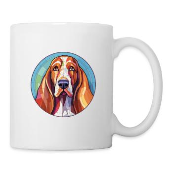 Basset Hund Buntes Glas Bunte Karikatur Ka - Tasse - Weiß - Rechts