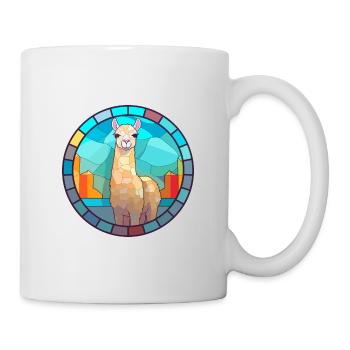 Alpaga vitrail coloré dessin animé Kawaii Anima - Mug blanc - blanc - Droite
